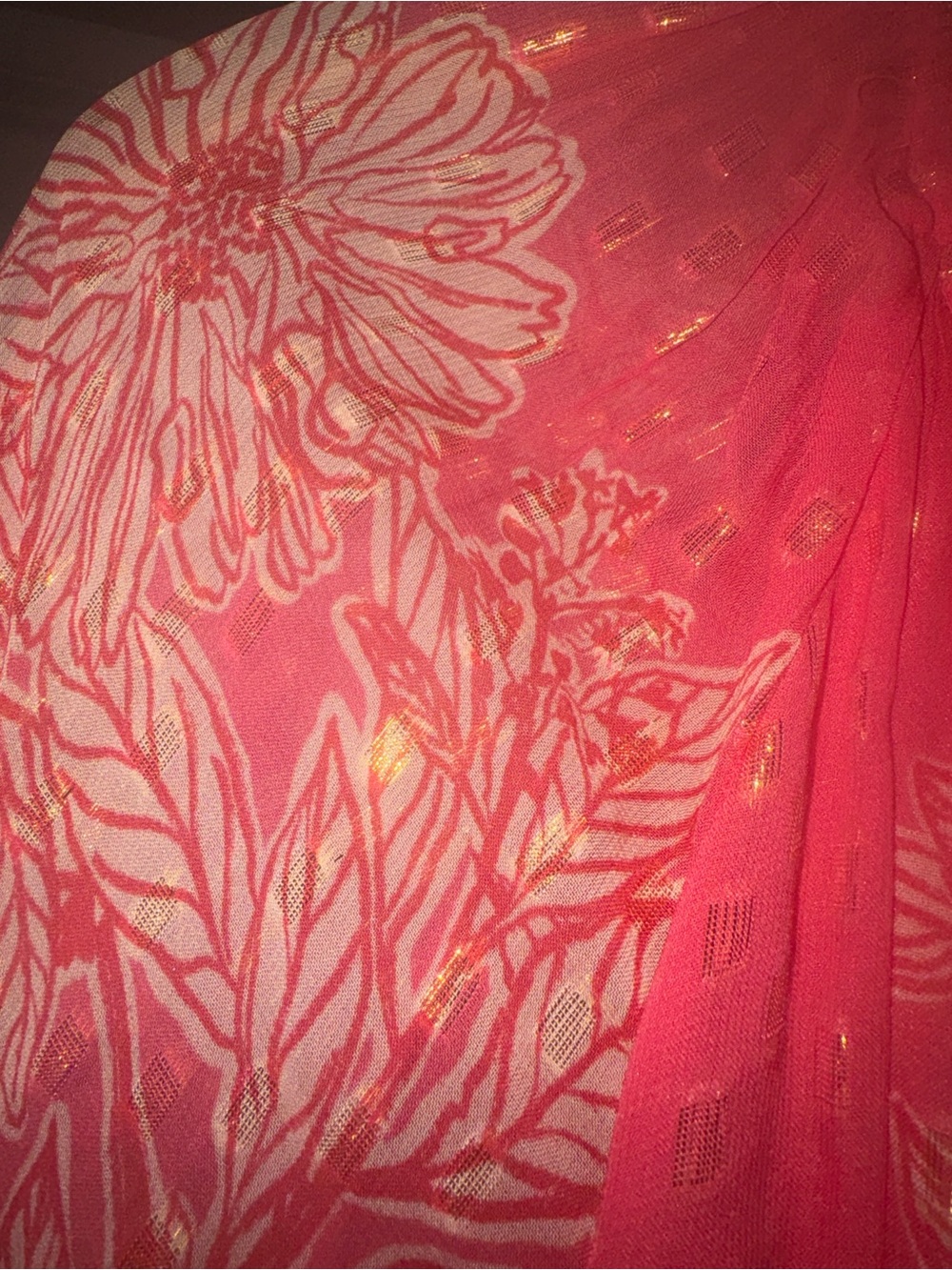 Hemant and Nandita Pink Floral Gold Lurex Long Sleeve Romper Boho Mini Dress L - Picture 7 of 10